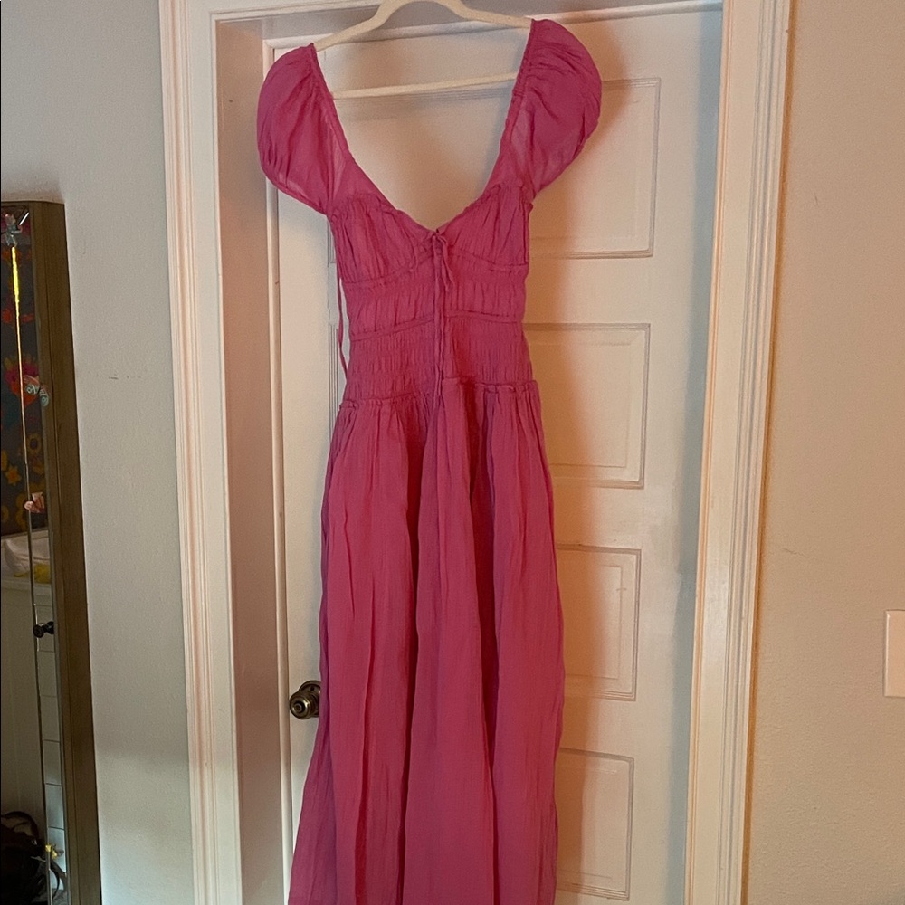 Free People Feeling Bonita Midi dress in bright pink